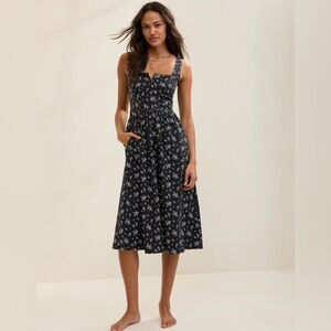 Aerie Floral Corset Midi Dress